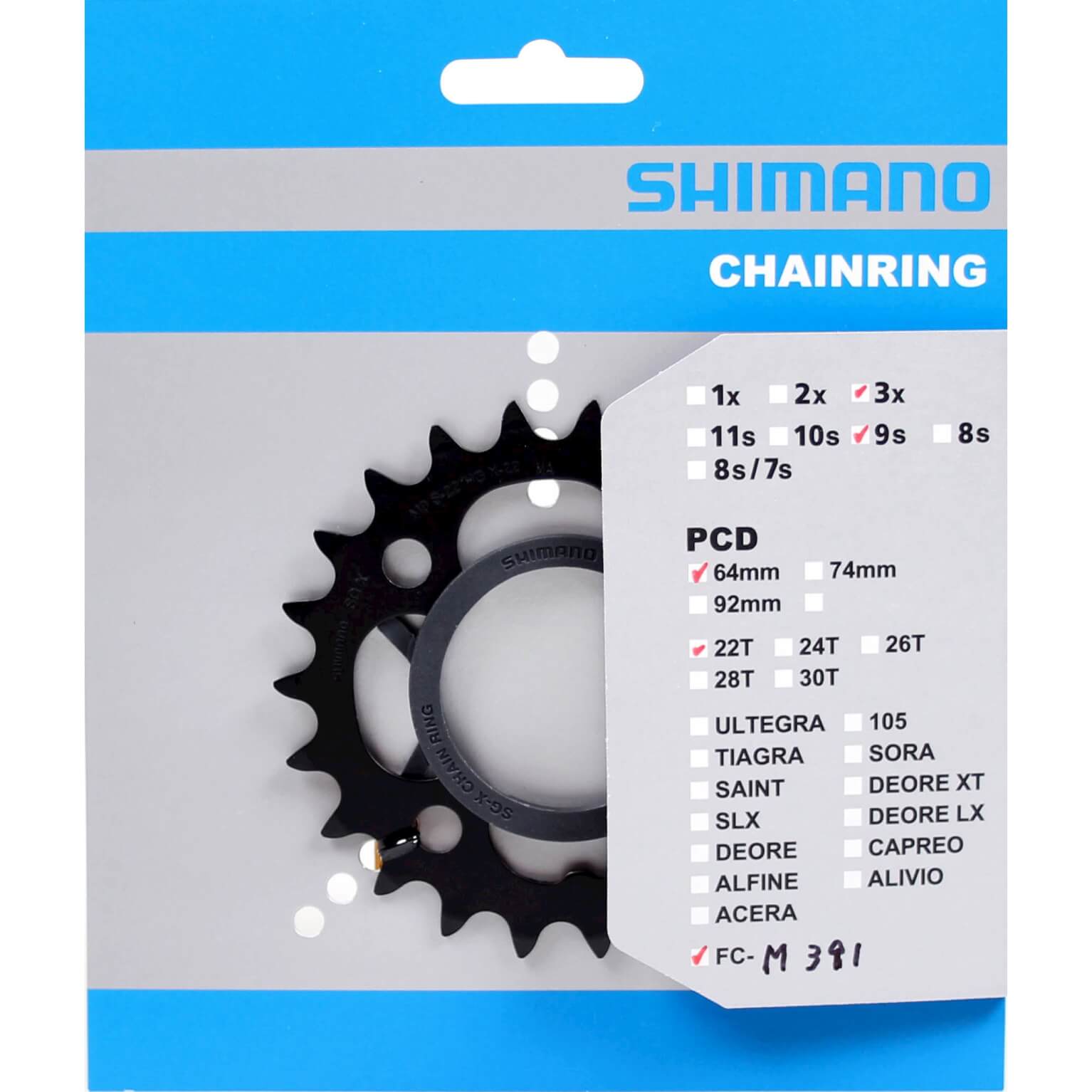 Shimano kettingblad 22t FC-M391 zwart - Image 2