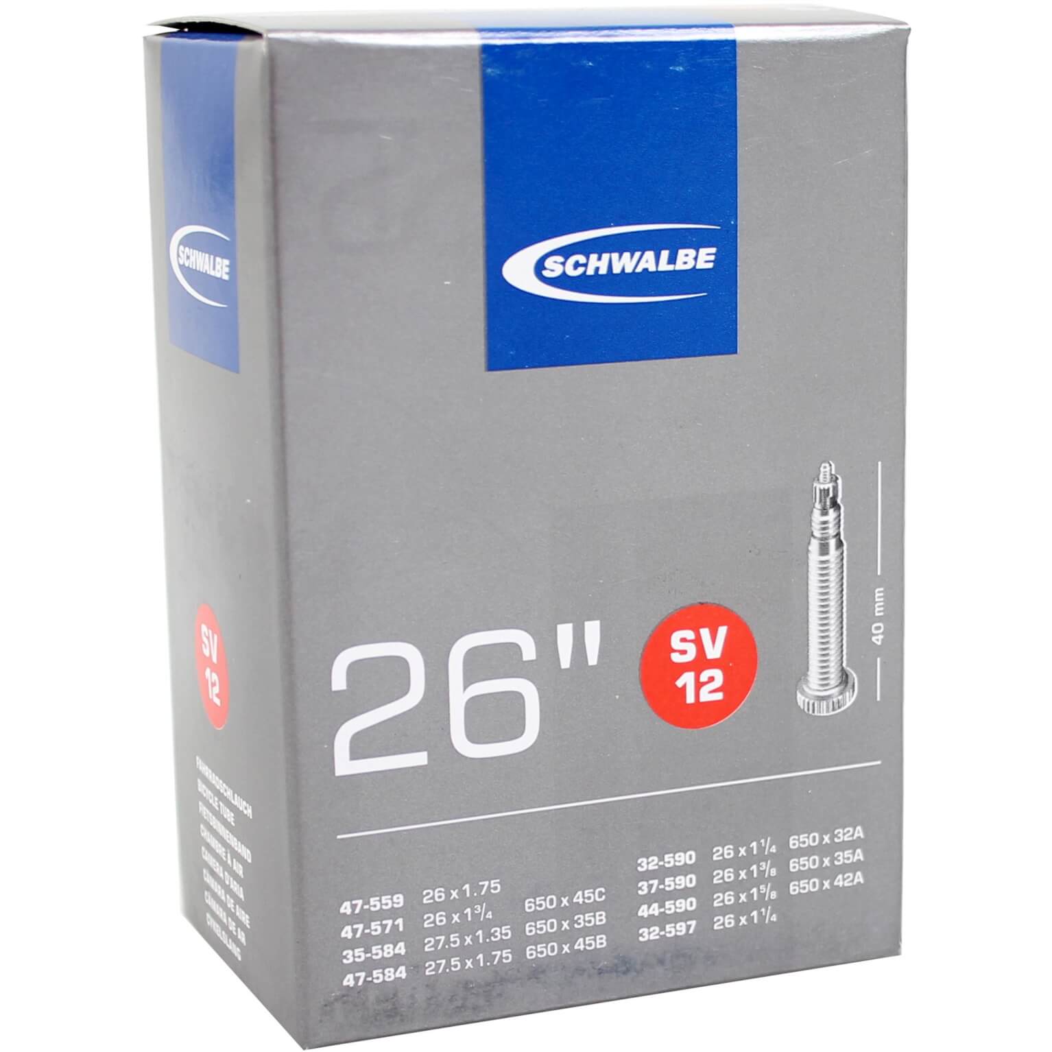 Schwalbe binnenband SV12 26 x 1 1/4 - 27.5 x 1.75 fv 40mm
