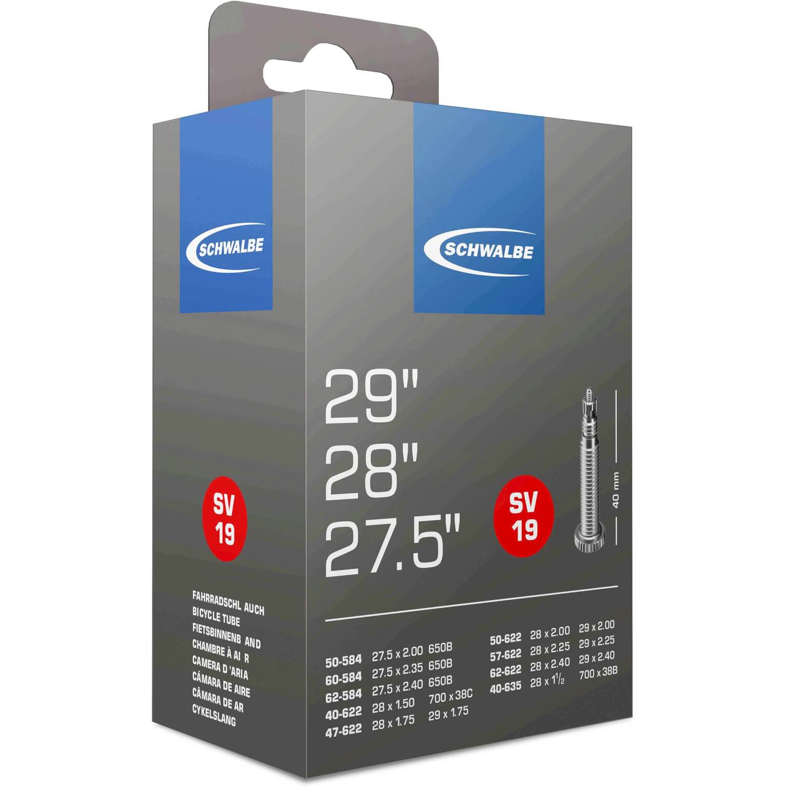 Schwalbe binnenband SV19 27.5 x 2.00 - 29 x 2.40 fv 40mm