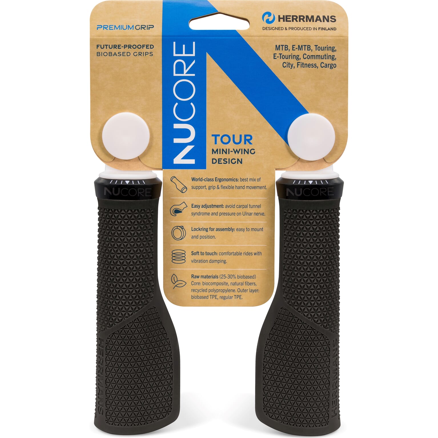 Herrmans handvatten Nucore Grip tour peak 130mm zwart - Image 3