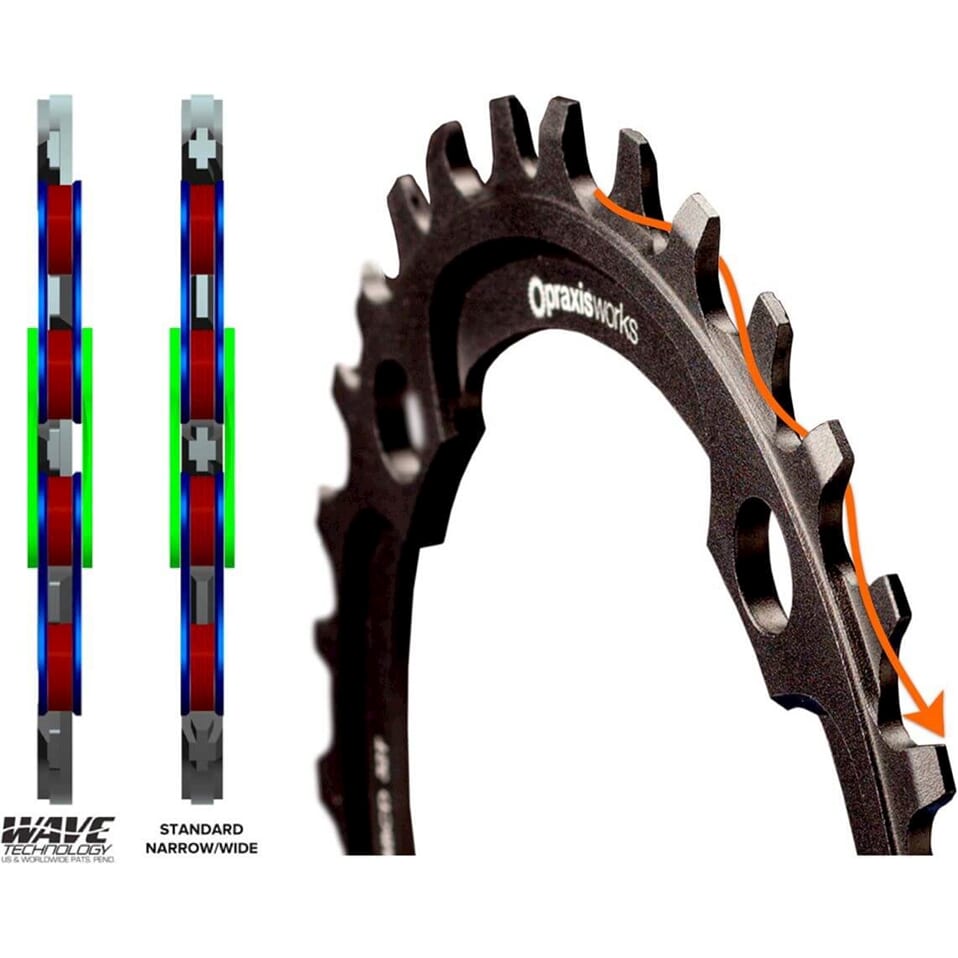 Praxis kettingblad 1x MTB DM(A) 36t 3mm offset wave zwart - Image 2