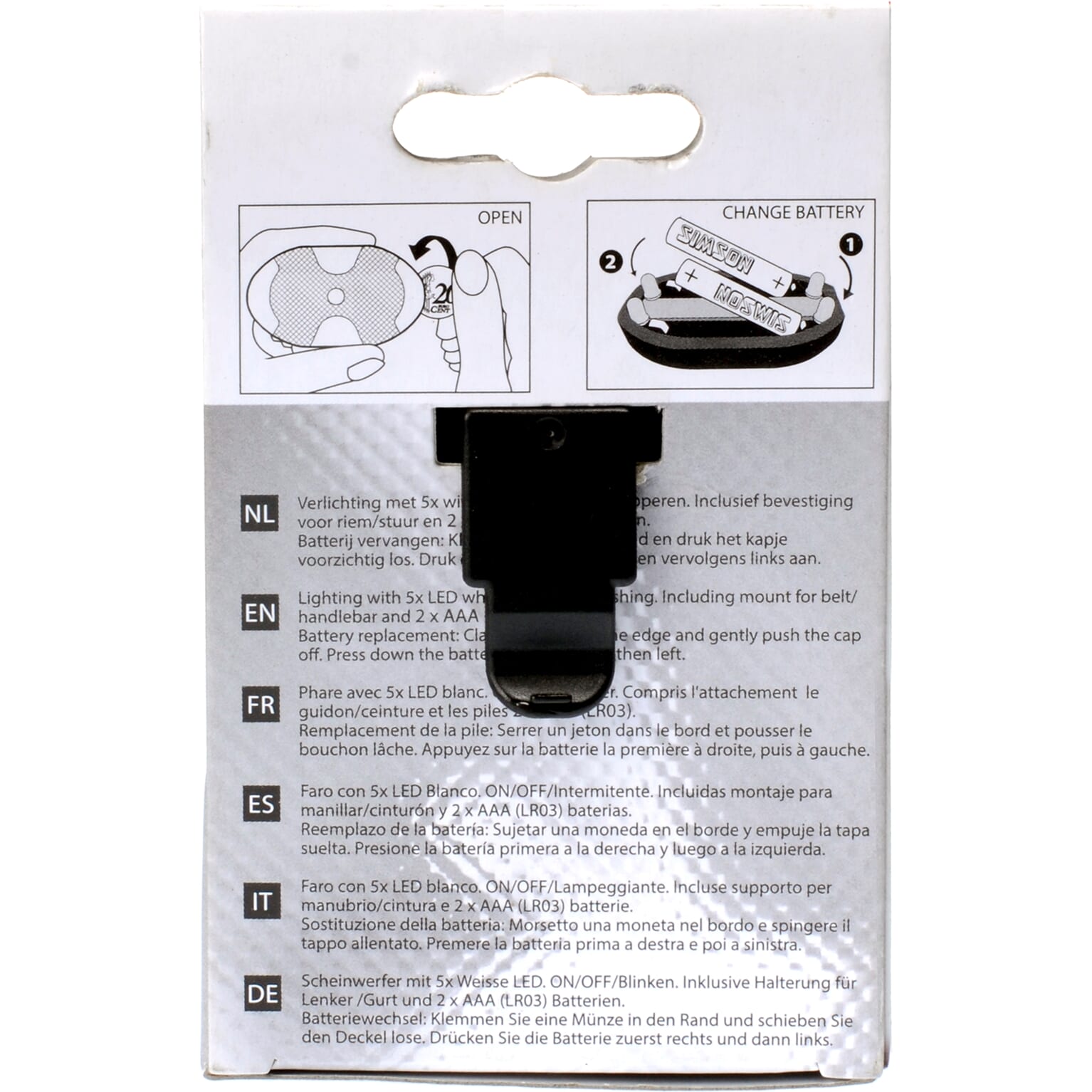 Simson koplamp 5 led batterij stuurbocht - Image 3