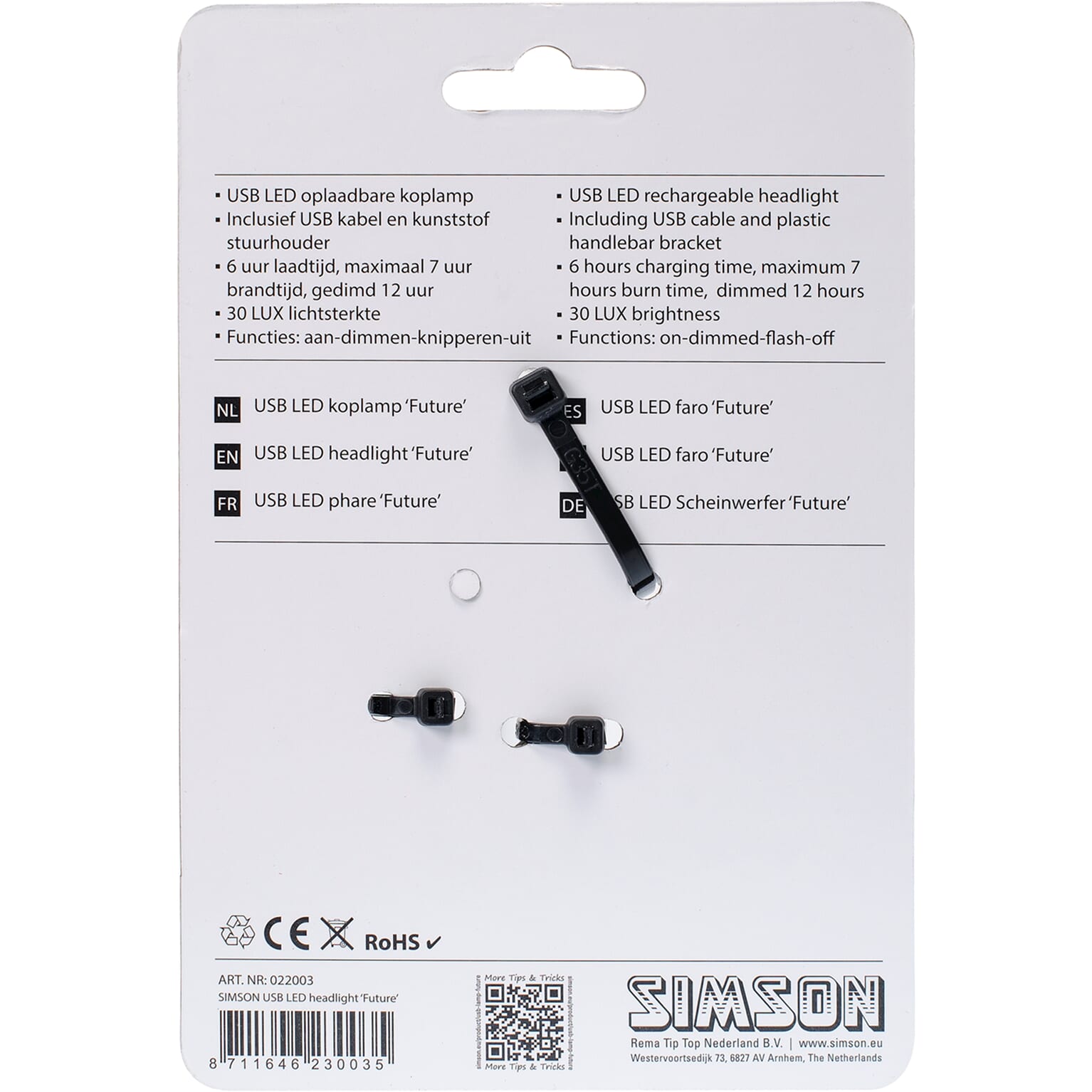 Simson koplamp Future usb 30 lux stuurbocht - Image 3