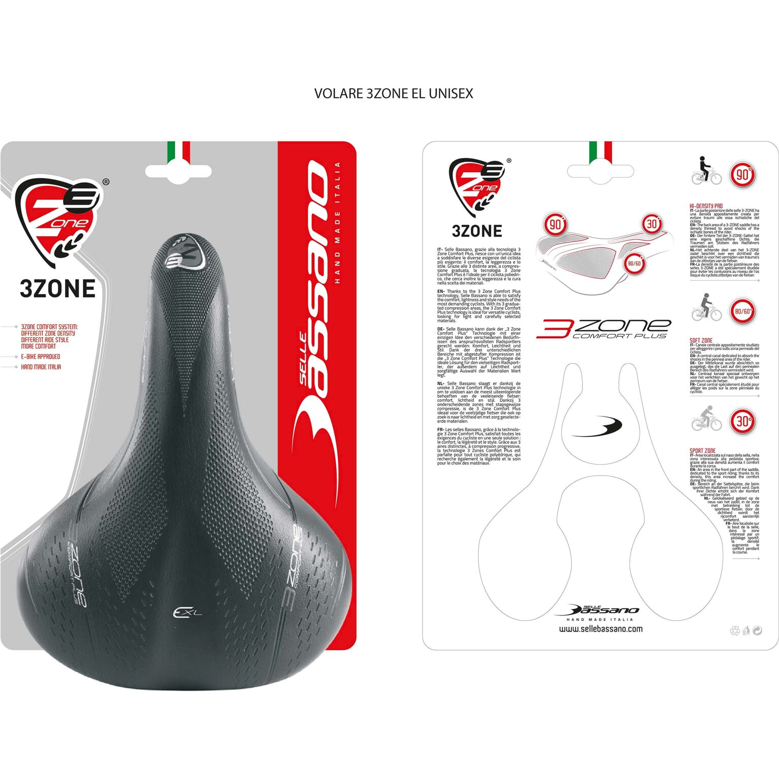 Selle Bassano zadel Volare 3zone ELM zwart - Image 2