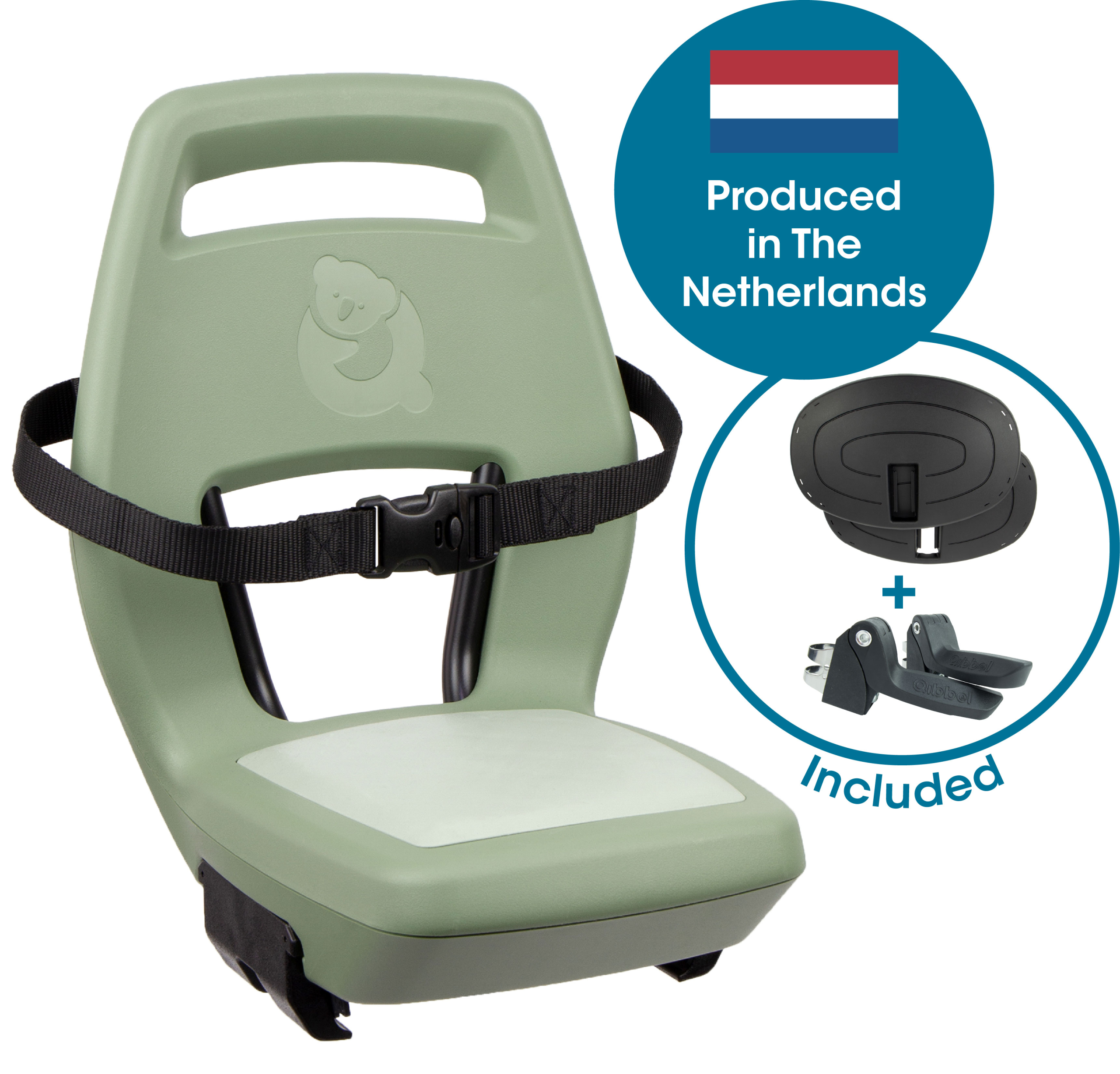 Qibbel achterzitje Junior 6+ Sage Green – groen/groen