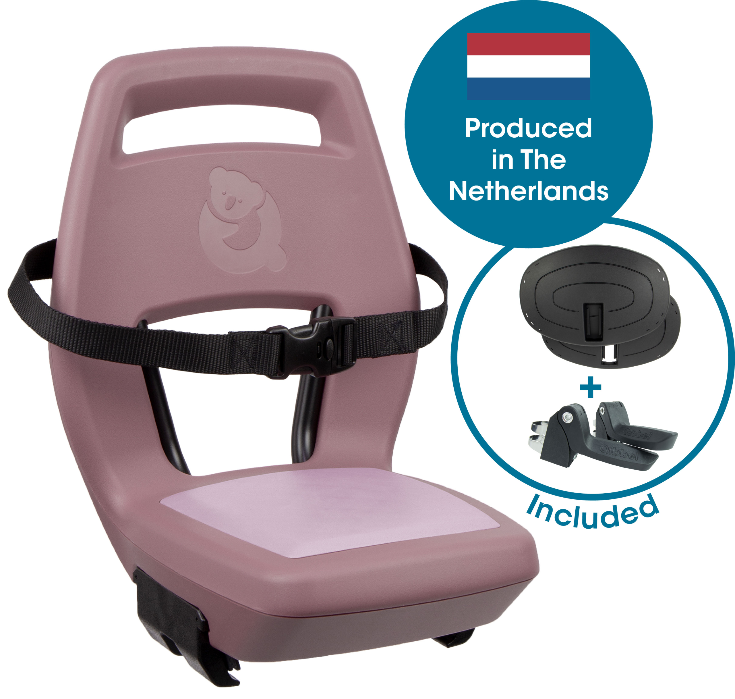 Qibbel achterzitje Junior 6+ Plum Rose – roze/roze